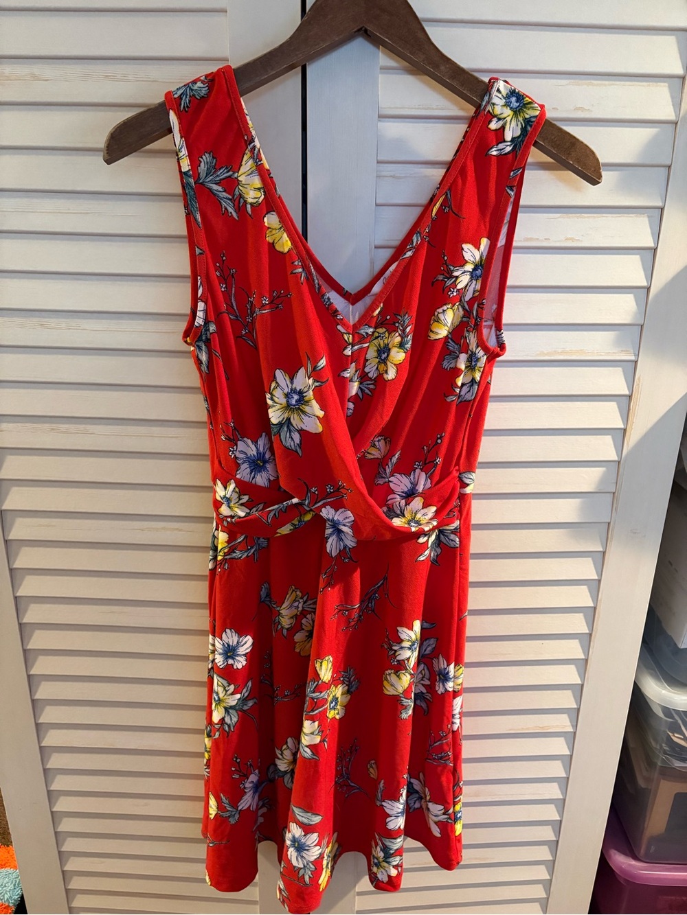 Candies Floral Red V-Neck Sleeveless Dress